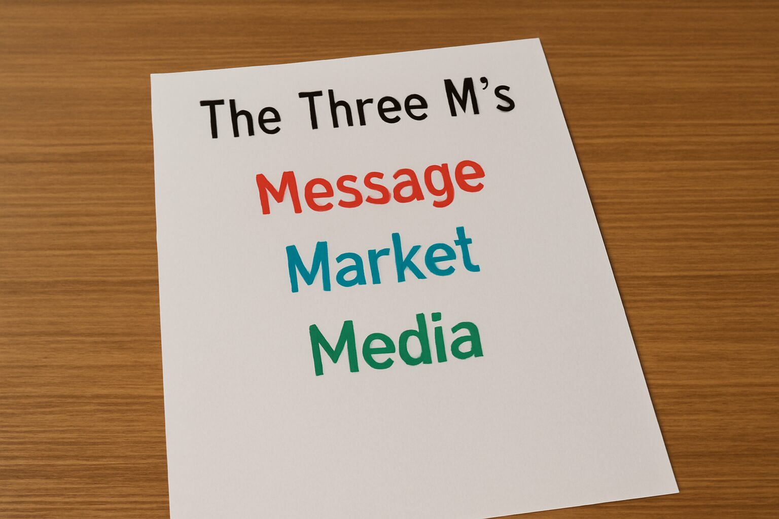 Three M’s – Message, Market, Media